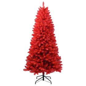4ft PVC Artificial Red Tree Hinged Automatic Mini Red Christmas Tree