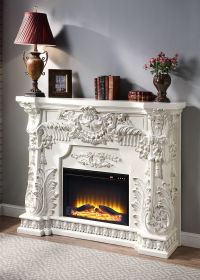 Adara Antique White Finish Fireplace