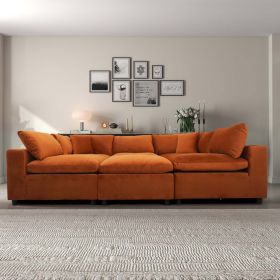 Hayward Burnt Orange Velvet Modular Sectional Sofa