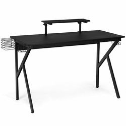 Gaming PC Table Workstation with Cup Holder & Headphone Hook