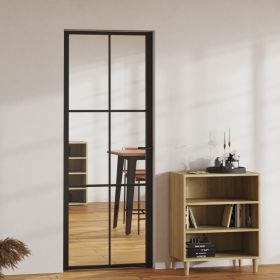 Interior Door ESG Glass and Aluminum 29.9"x79.3" Black