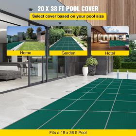 VEVOR Pool Safety Cover Fits18x36ft Inground Safety Pool Cover Green Mesh with 4x8ft Center End Steps Solid Pool Safety Cover for Swimming Pool W