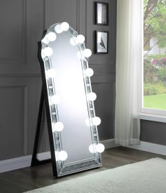 Noralie II Mirrored & Faux Diamonds Floor Mirror