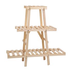 Wooden Plant Stand 3-Tier Potted Flower Shelf Multi-tier Flower Pot Rack Holder Triangle Ladder Plant Vase Display Rack 82lbs Max Load for Indoor