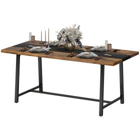 HOMCOM Industrial Kitchen Table for 8 People, 70.9" Long Dining Table with Large Tabletop and Steel Legs for Dining Room, Brown