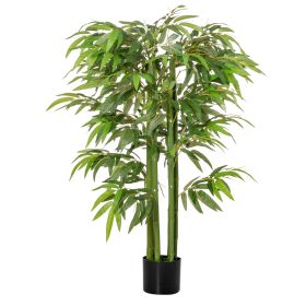 HOMCOM 4.5FT Artificial Bamboo Tree, Decorative Faux Plant in Nursery Pot for Indoor or Decor