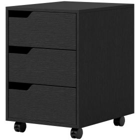 3 Drawer File Cabinet, Vertical Filing Cabinet with Wheels, Mobile Printer Stand with Storage for Home Office, Black