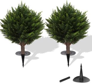 2 Artificial Cedar Ball Trees (Color: Green)